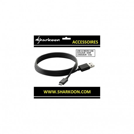 USB 2.0 kaabel USB-A pistik > micro-USB pistik 3,0m, must