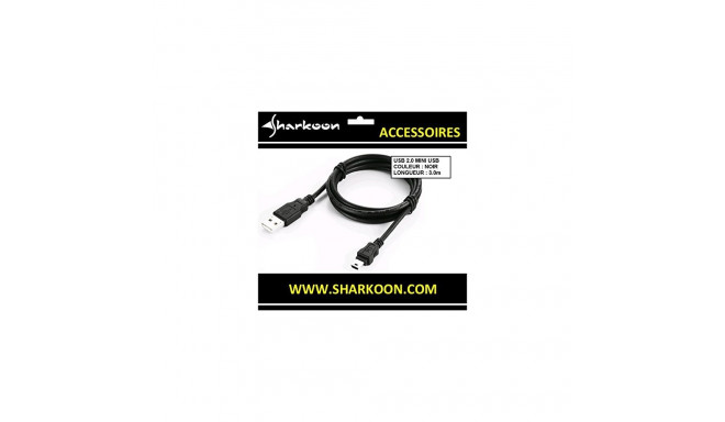 USB 2.0 kaabel USB-A pistik > mini-USB pistik 3,0m topeltvarjestatud, must
