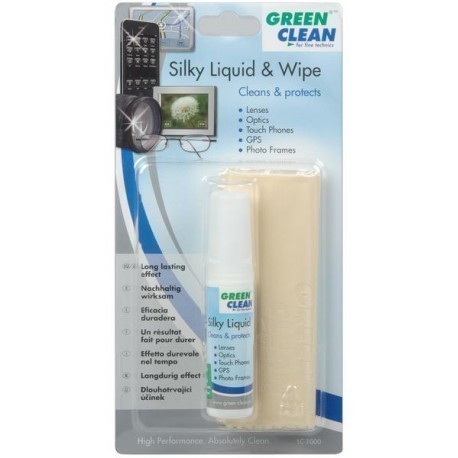 Green puhastuslapp ja -vedelik Clean Silky Liquid & Wipe (LC-1000)