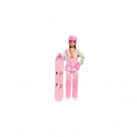 Barbie Careers Snowboarder Doll in Pink Jacket with 10+ Accessories Including Color-Change Snowboard