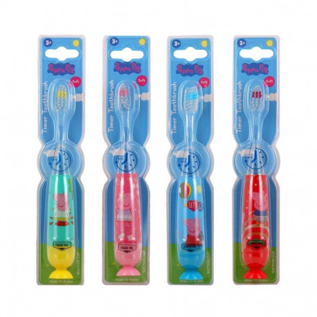 Peppa Pig Flashing Toothbrush Set with Suction Cap Different Colors 4 pcs
