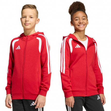 Bluza dla dzieci adidas Tiro 26 League Sweat Full Zip Hoodie czerwona KF9101 152cm