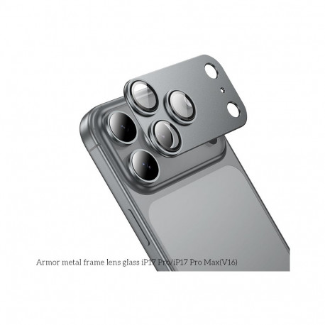 Kaamera kaitseklaas Hoco iPhone 17 Pro Armor Metal, tumehall
