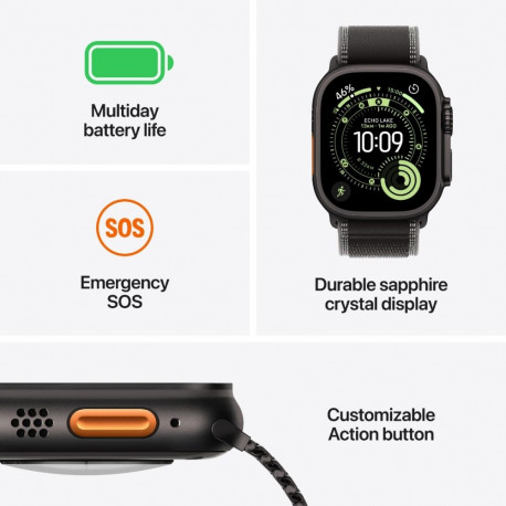Nutikell Apple Ultra 3 LTE 49mm Black Ti/Black/Charc. Trail - S/M