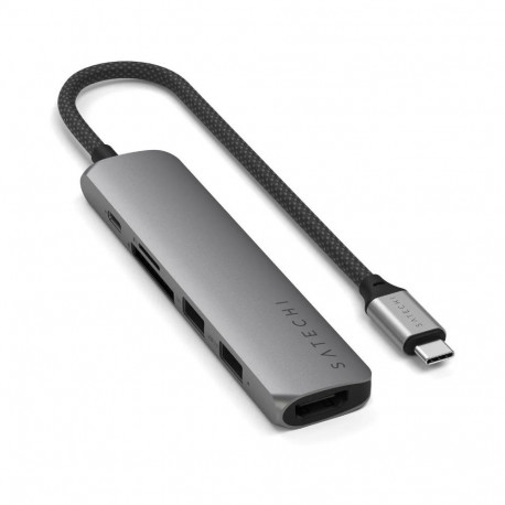 USB jagaja Satechi 6-in-1 USB-C Slim Multiport Adapter, hall
