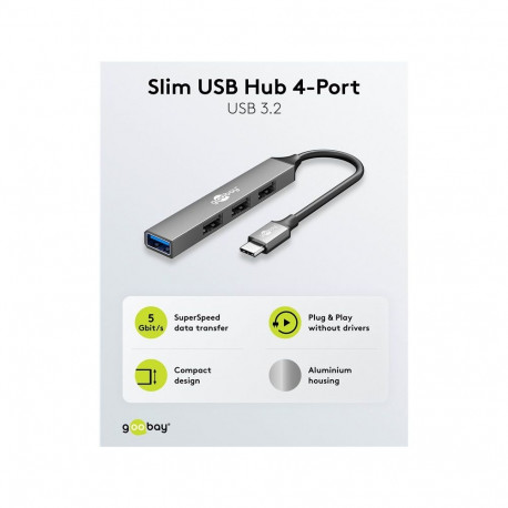 USB jagaja GOOBAY USB-C - 4 x USB-A (USB3.2)