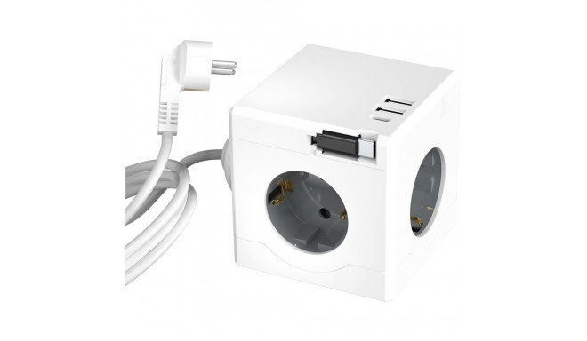 Voolukaabel Microconnect Power Cube, 3 x Schuko / USB-C / USB-A
