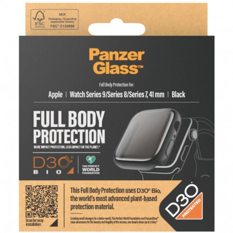 Kella kaitseklaas PanzerGlass Apple Watch 41mm Full Body D30, must