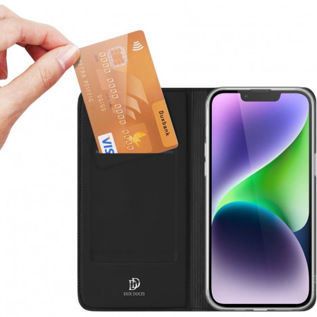 Kaardivahega mobiiliümbris Dux Ducis iPhone 15 Plus Wallet Skin Pro, must