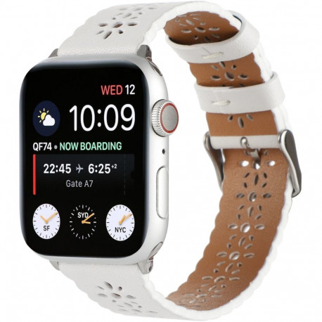 Kellarihm Trendybay Apple Watch 38/40/41/42mm nahk valge lill