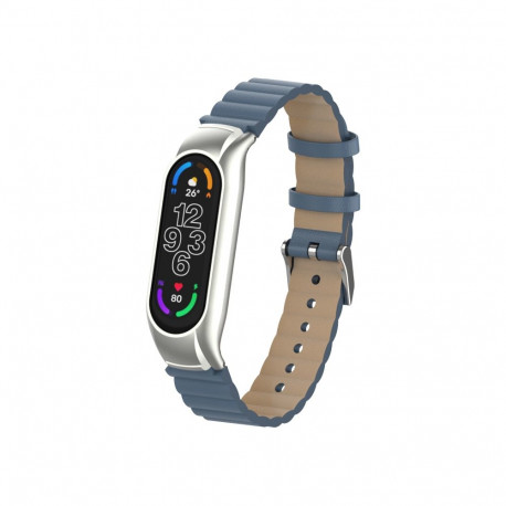 Kellarihm Trendybay Mi Band 7, nahkne/metall, laineline, helesinine