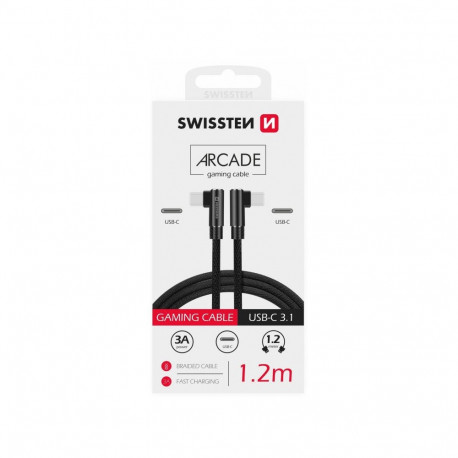 USB kaabel Swissten USB-C - USB-C, 1.2m, nurgaga