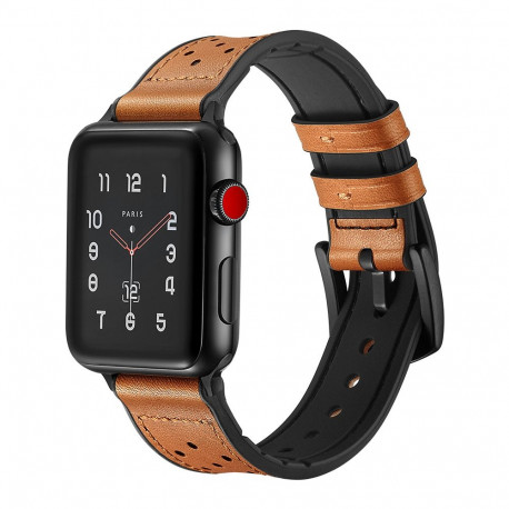 Kellarihm Trendybay Apple Watch 44/45/46/49mm, silikoon/nahk pruun