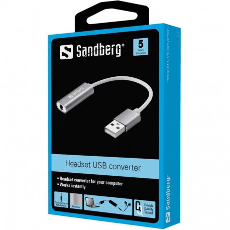 Heliadapter Sandberg USB-A - 3.5mm (audio+mikrofon)