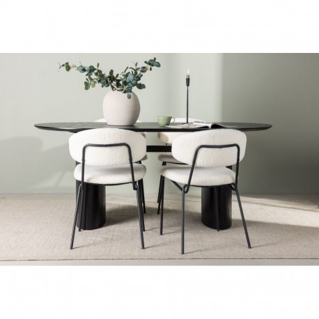 Söögitoa komplekt ISOLDE&CHICO 180x75cm, must/valge