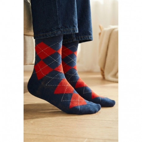 SOKISAHTEL TUESDAY punase teemantmustriga sinised puuvillased sokid 446