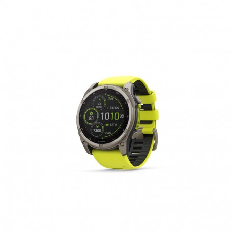 Garmin fēnix 8 Solar Sapphire käekell, 51 mm, titaanist, silikoonist rihmaga, banaanikollane / grafi