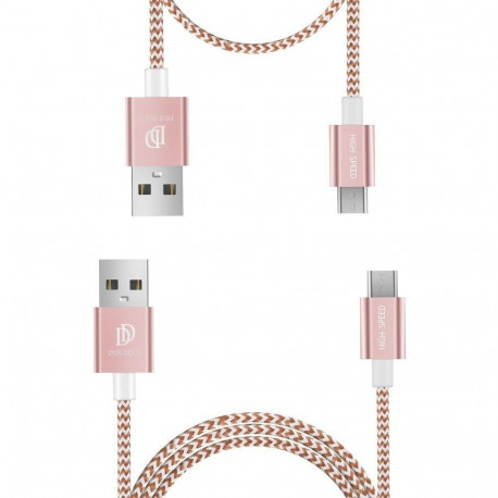 Dux Ducis KII Premium Micro USB Set Of 2 Material Data and Charging Cables 100 cm + 20 cm Pink