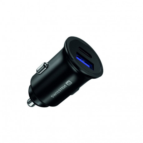 Swissten Metal Car Charger Adapter with Power Delivery USB-C + Quick Charge 3.0 / 36W For mobile pho