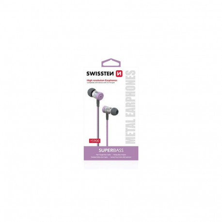 Swissten SuperBass Earbuds Metal YS900 Stereo  Headset With Microphone 3,5mm / 1.2m Purple