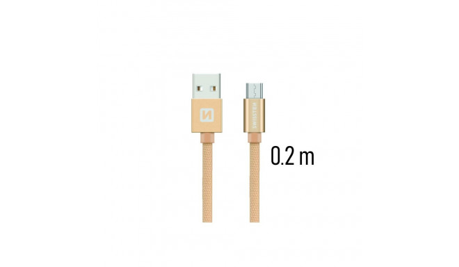 Swissten Textile Quick Charge Universal Micro USB Data and Charging Cable 0.2m