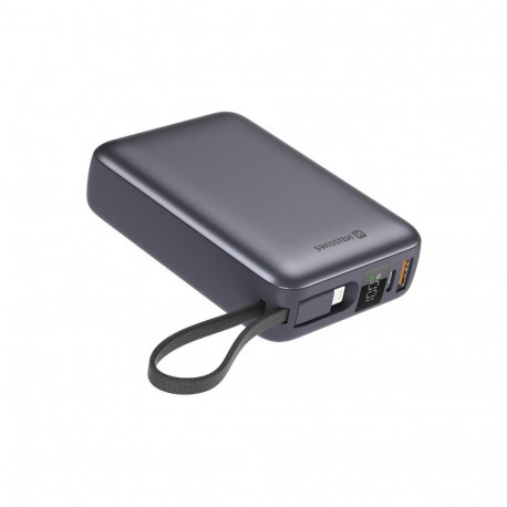 Swissten Power Bank 20000 mAh with Built-In Cables USB-C and Lightning