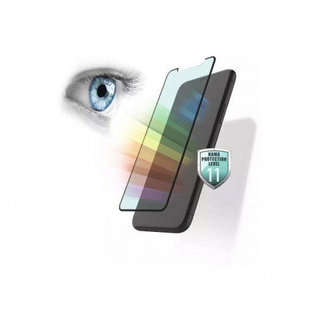 Hama Anti-Bluelight+Anti-bacterial 3D Tempered Glass for Apple iPhone 13 / 13 Pro