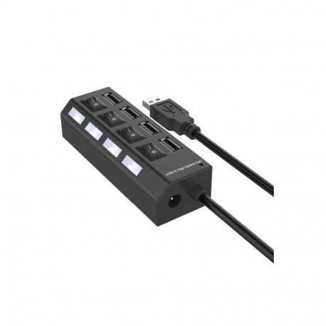 RoGer USB Hub - Splitter 4 x USB 2.0 with Separate On / Off Buttons