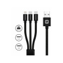 Swissten 3in1 Textile Data Cable 1.2m