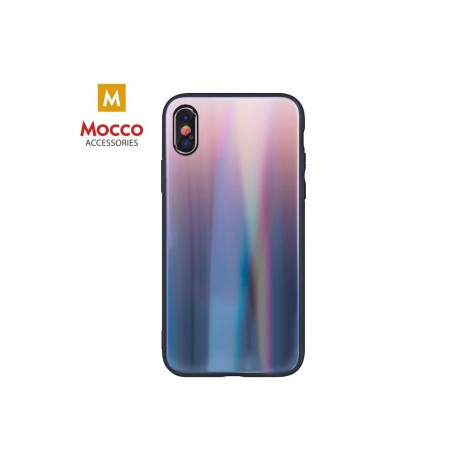 Mocco Aurora Glass Silicone Back Case for Apple iPhone XS Max Brown - Black