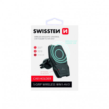 Swissten WM1-AV3 Air Vent Car Holder With Wireless Charging + Micro USB Cable 1.2m