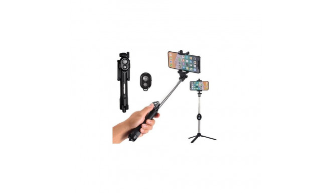 RoGer Selfie Stick + Tripod Stand with Bluetooth Remote Control