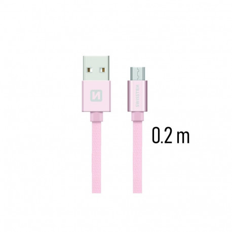 Swissten Textile Quick Charge Universal Micro USB Data and Charging Cable 0.2m