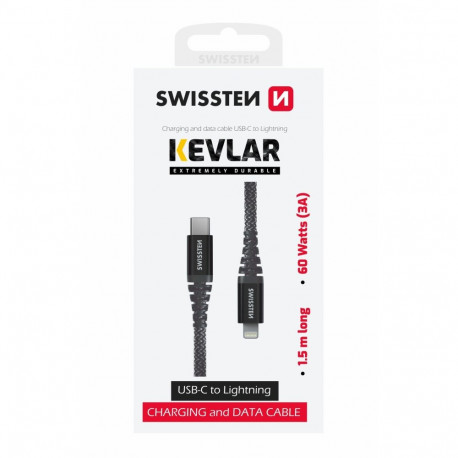 Swissten Kevlar Data Cable USB-C / Lightning 1.5m / 60w