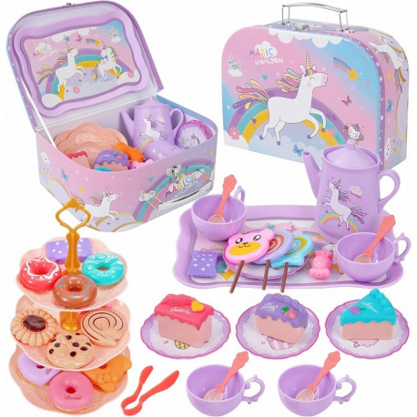 Teeserviis ja mängusöögid kohvris Ükssarvik