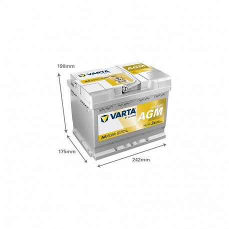 CAR BATTERY VARTAXEV AGM A8 60AH/680A