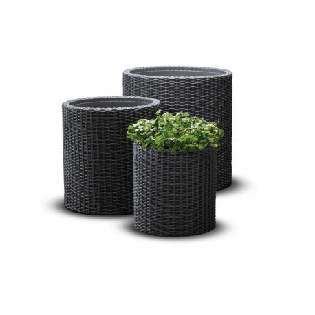 Keter lillepottide komplekt Cylinder Planters S+M+L 7290106920453, hall