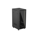 RACK CABINET 19" FREE-STANDING 27U/600X800 (FLAT PACK) WITH GLASS DOOR BLACK LANBERG