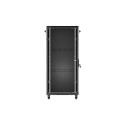 RACK CABINET 19" FREE-STANDING 27U/600X800 (FLAT PACK) WITH GLASS DOOR BLACK LANBERG