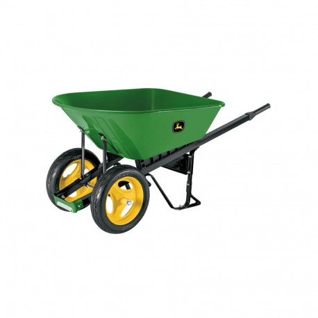 John Deere 120L professional dual wheel wheelbarrow with heavy gauge metal tray (3pcs)
