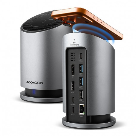 Axagon USB-C 10Gbps Wireless Charging 9in1 hub | HMC-WL9