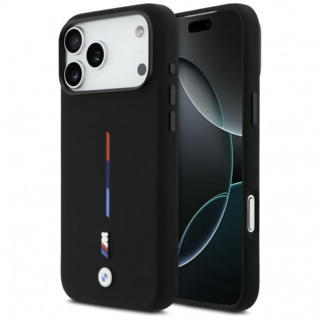 BMW BMW M Silicon Tricolor Line MagSafe Case for iPhone 17 Pro Max - Black