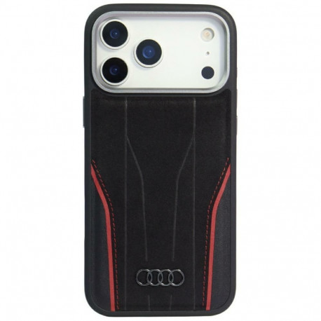 Audi Audi R8 Genuine Leather MagSafe Case for iPhone 17 Pro Max - Black and Red