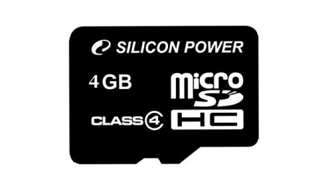 Silicon Power mälukaart microSDHC 4GB Class 4