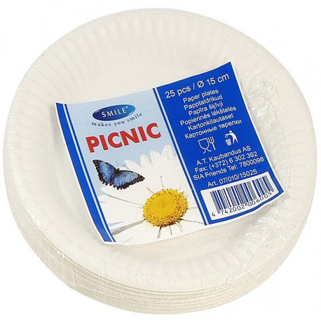 Smile cardboard plate 15cm 25pcs