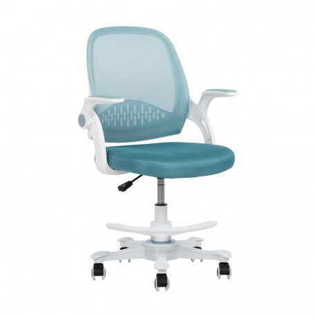 Kids desk chair EMMY with footrest, turquoise
