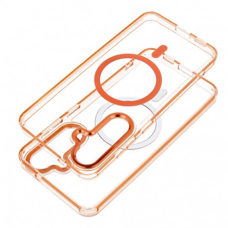 Case for Samsung A17 / A18 Frame Clear Hybrid Mag Cover compatible with MagSafe hermes orange