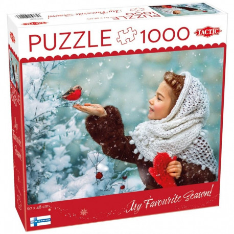Puzzle 1000 elements Girl in red Mittens