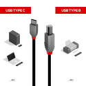 USB Cable - LINDY Anthra Line USB 2.0 Type C to B Cable, 2 m, Black