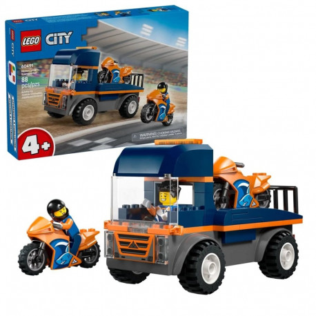 Constructor - LEGO CITY 60491 Motorcycle Transporter (Lego, 88 pieces, 2 minifigures)